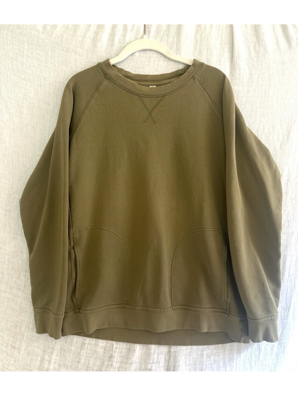 KNOWN SUPPLY Sweatshirt Olive Green Organic Cotton Men/Unisex Size M Long Sleeve